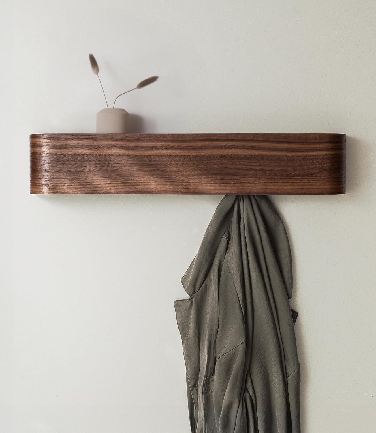 Walnut wall-mounted hook rail