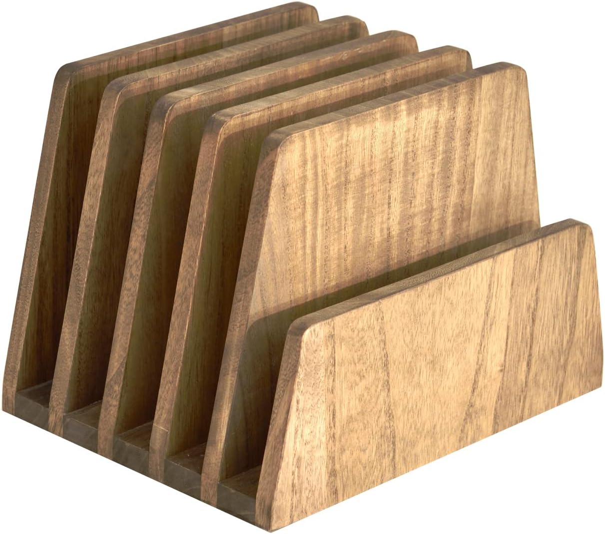 Wooden five-slot paper organizer