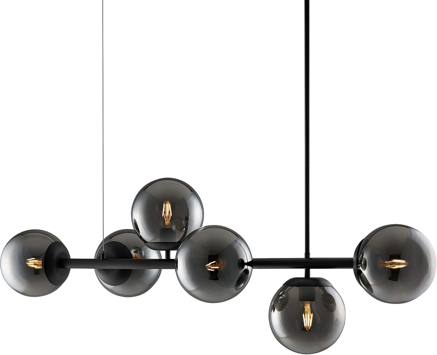 Black Linea di Liara chandelier above a restrained dining table