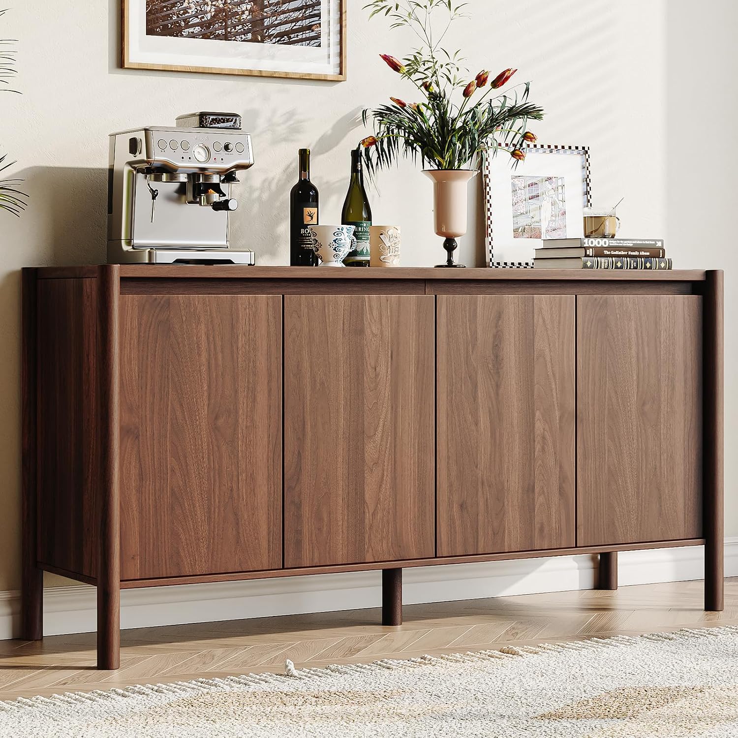 ROMMAK black buffet cabinet against a warm white wall