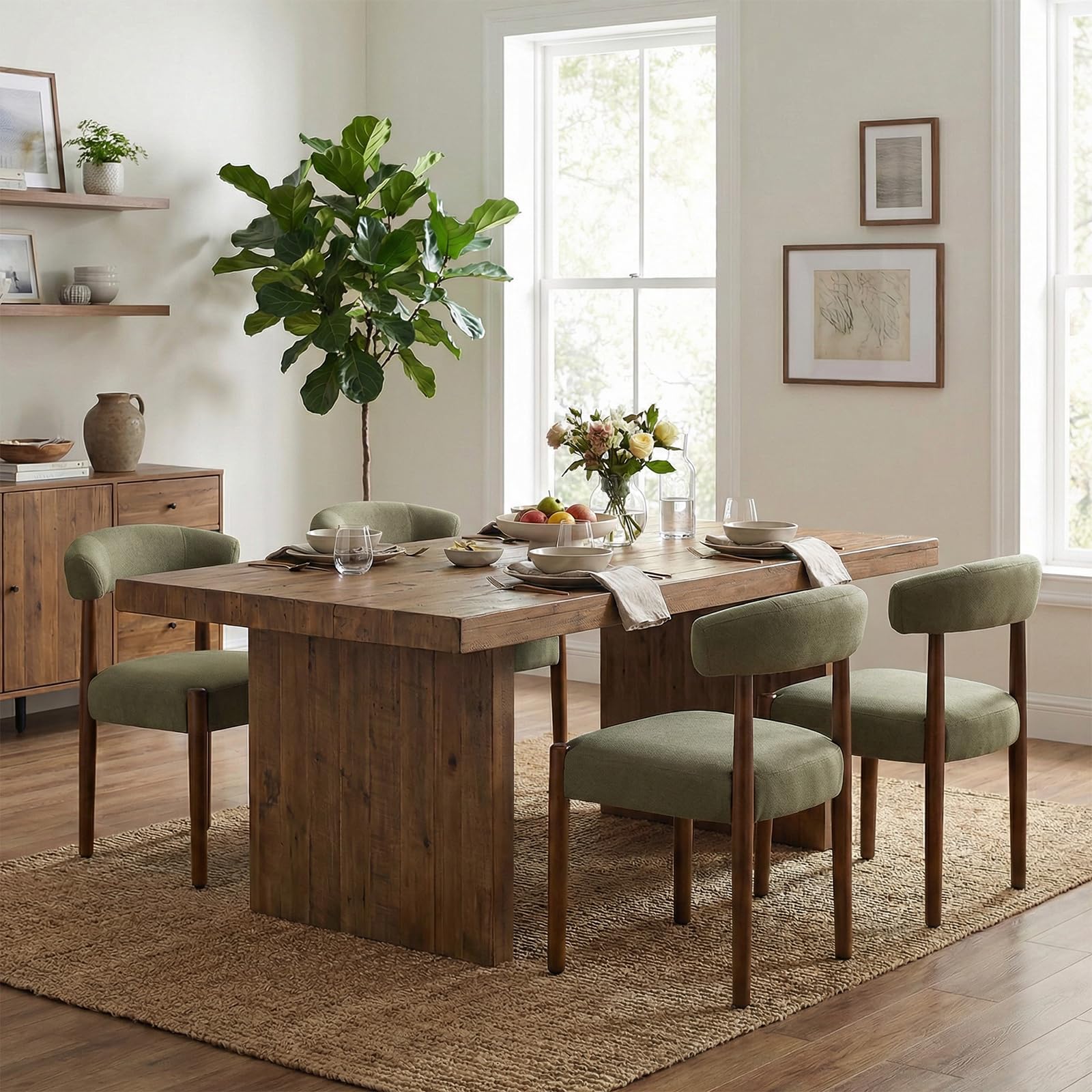 VKNOW green open-back dining chairs, set of four