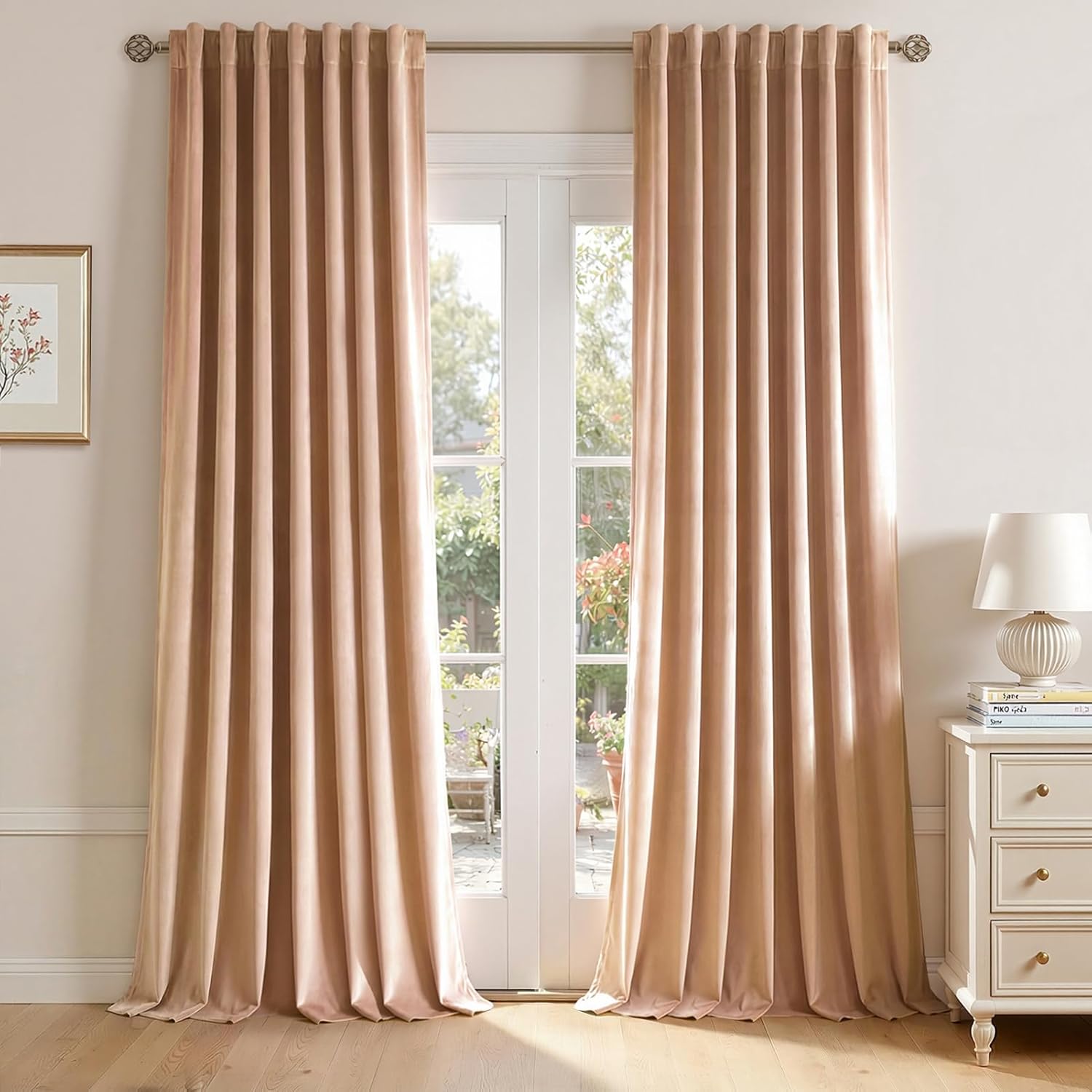 Topfinel velvet curtains in blush beige