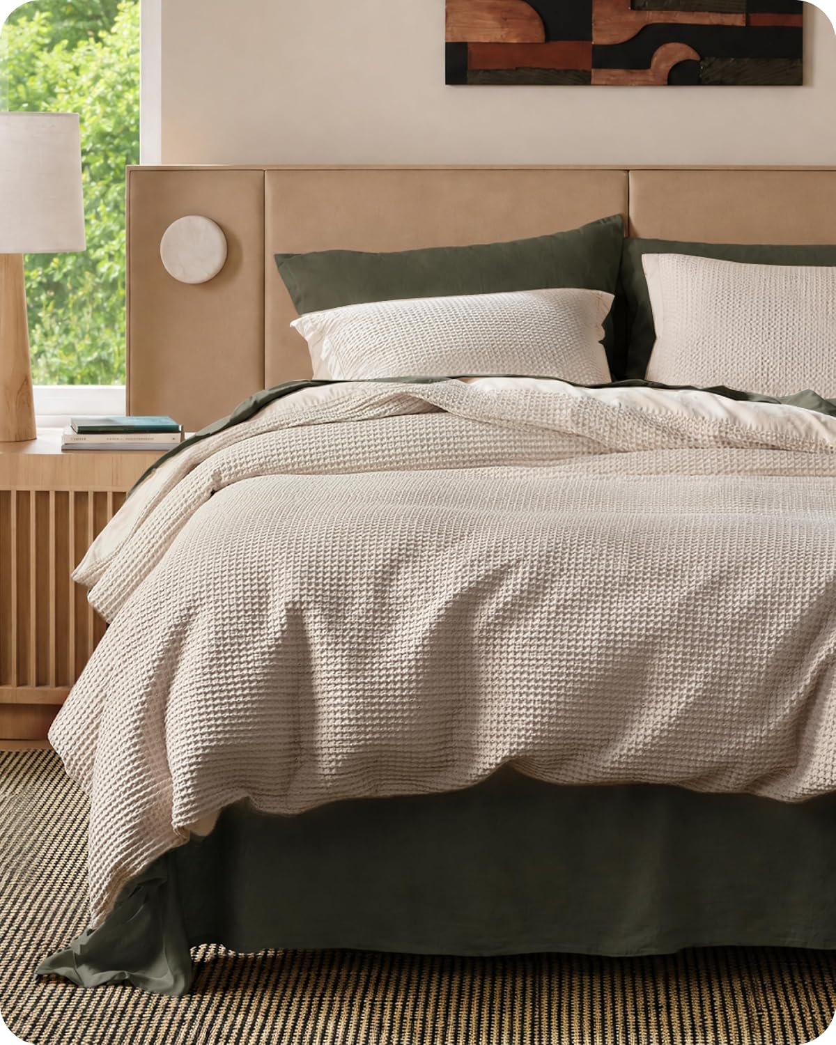 Bedsure PureWoven cotton waffle duvet cover set