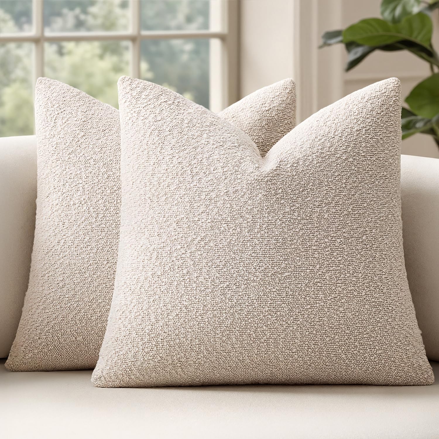 MIULEE beige boucle cushion covers
