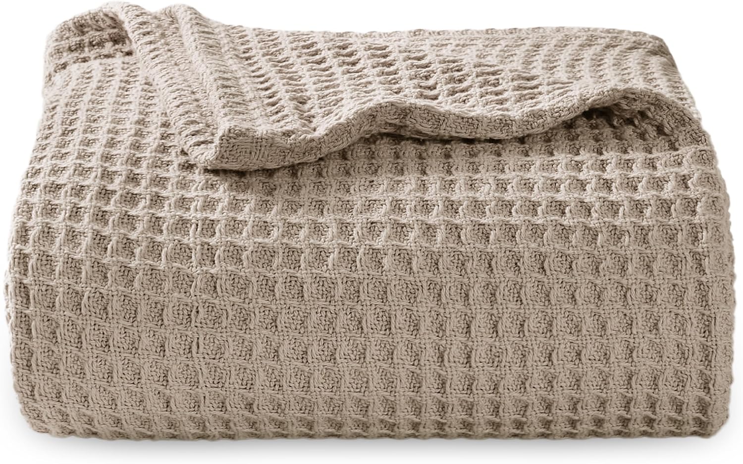 Bedsure cotton waffle throw in taupe