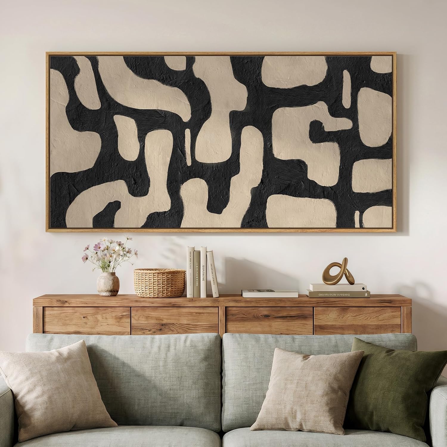 Cuspin 30-by-60-inch framed neutral abstract canvas