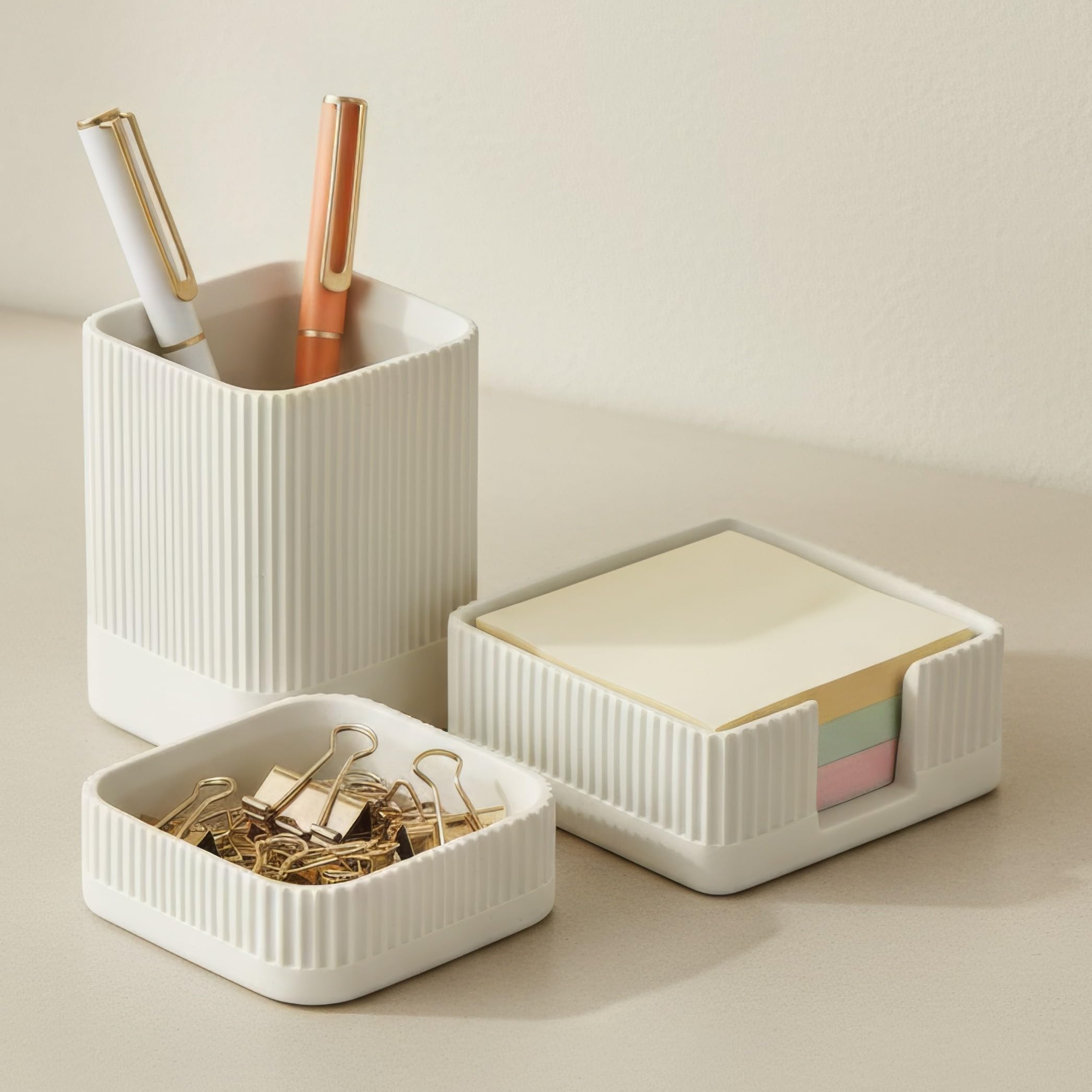 KIBAGA concrete three-piece desk organizer