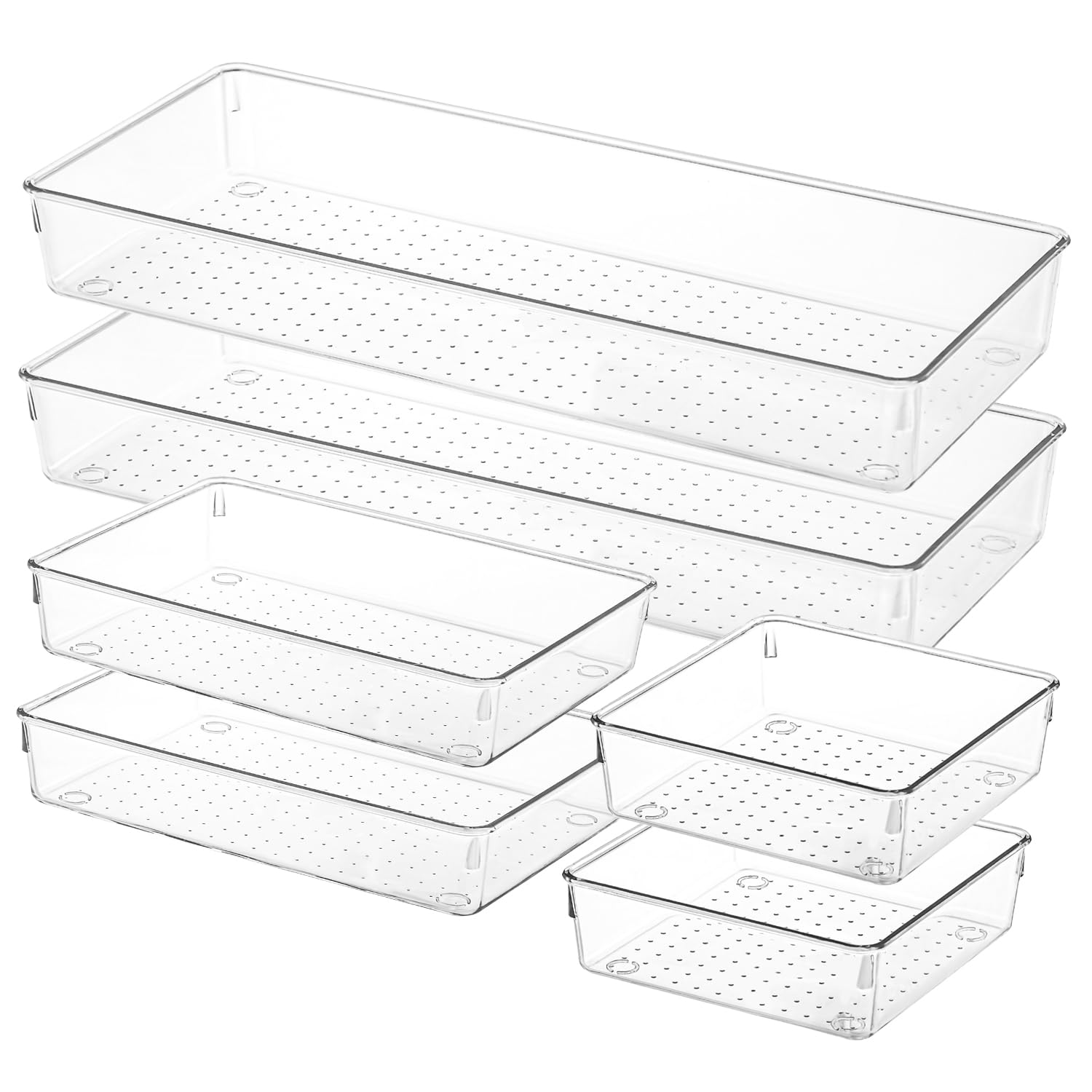 Voova six-piece clear drawer-organizer set