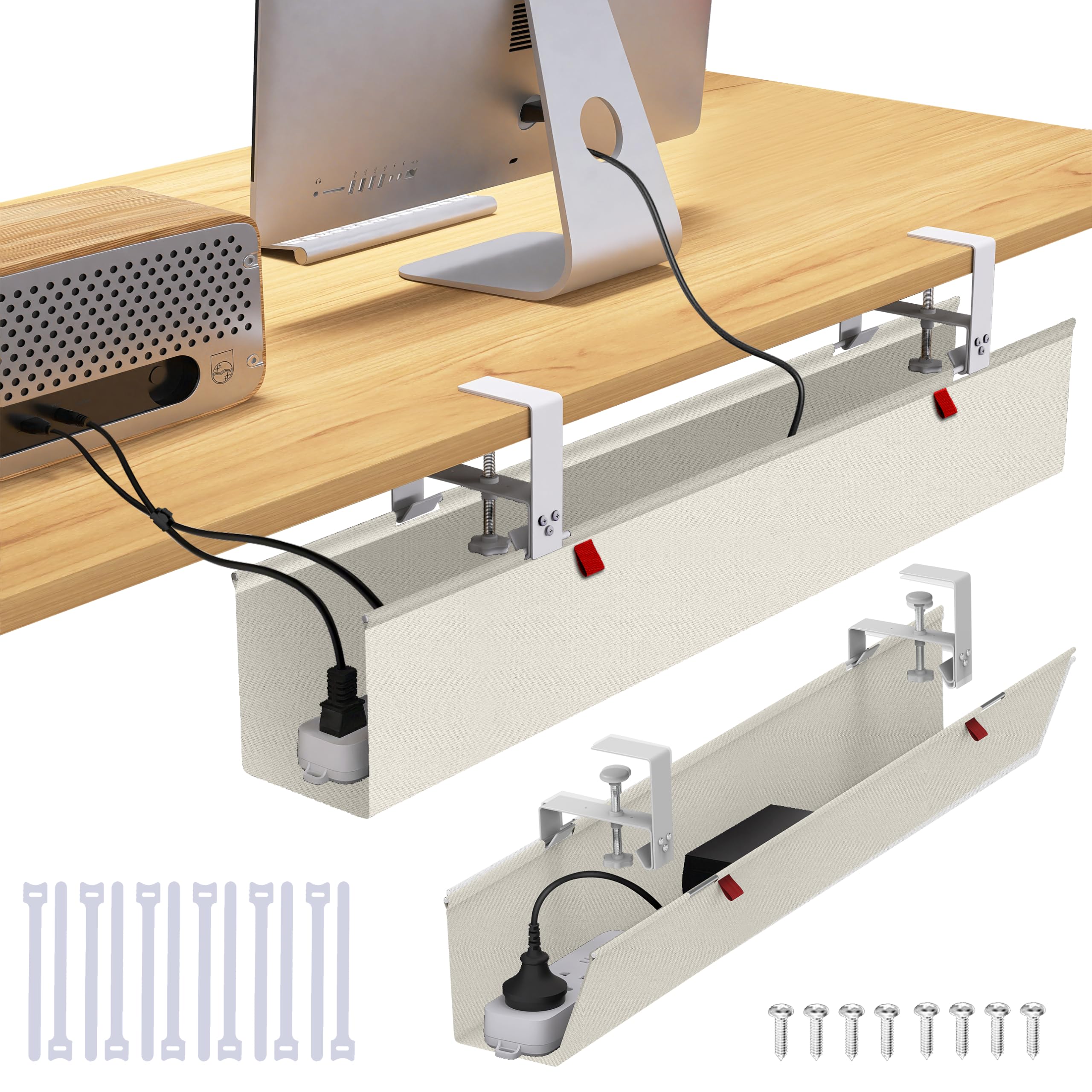 36-inch beige under-desk cable tray