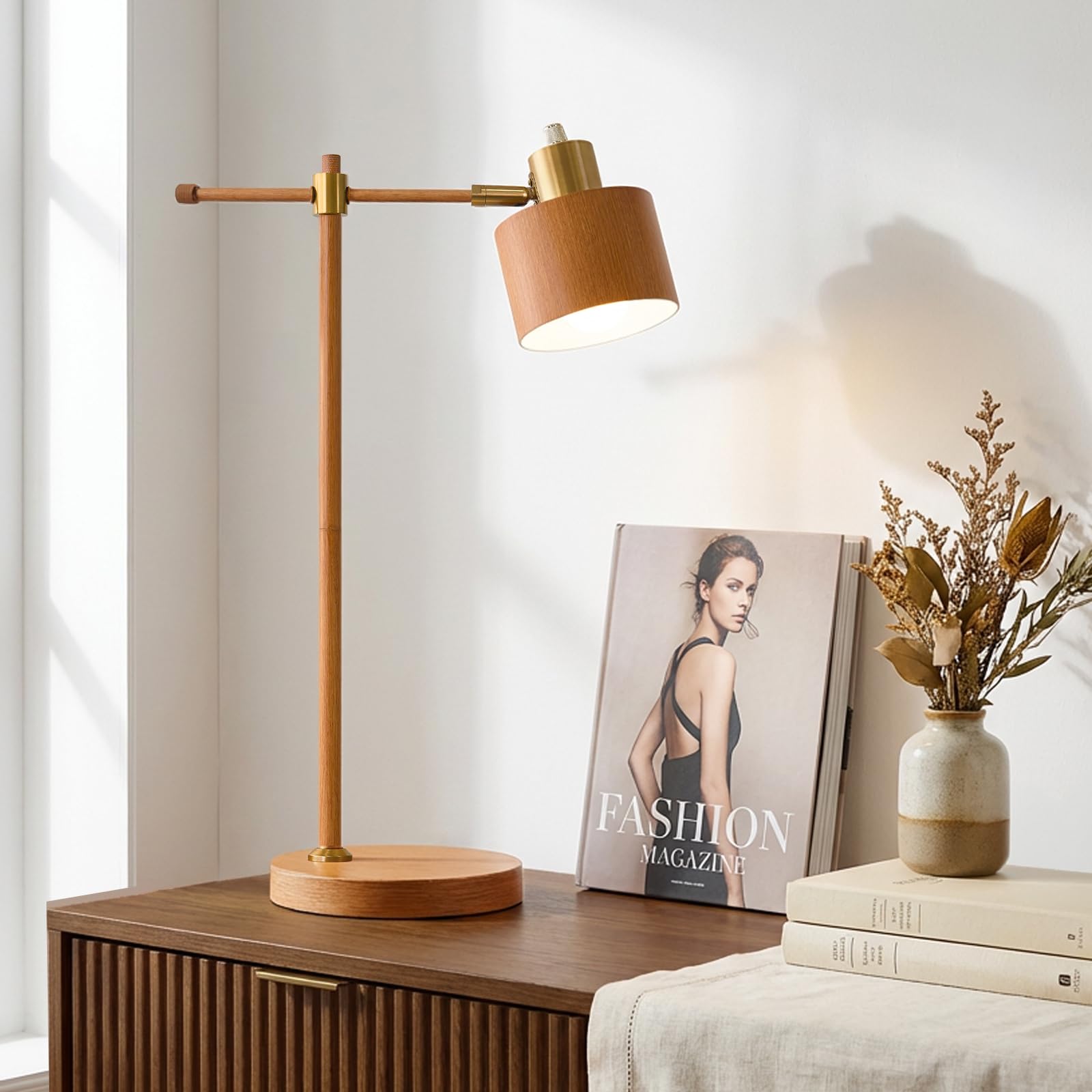 OYEARS adjustable woodgrain desk lamp