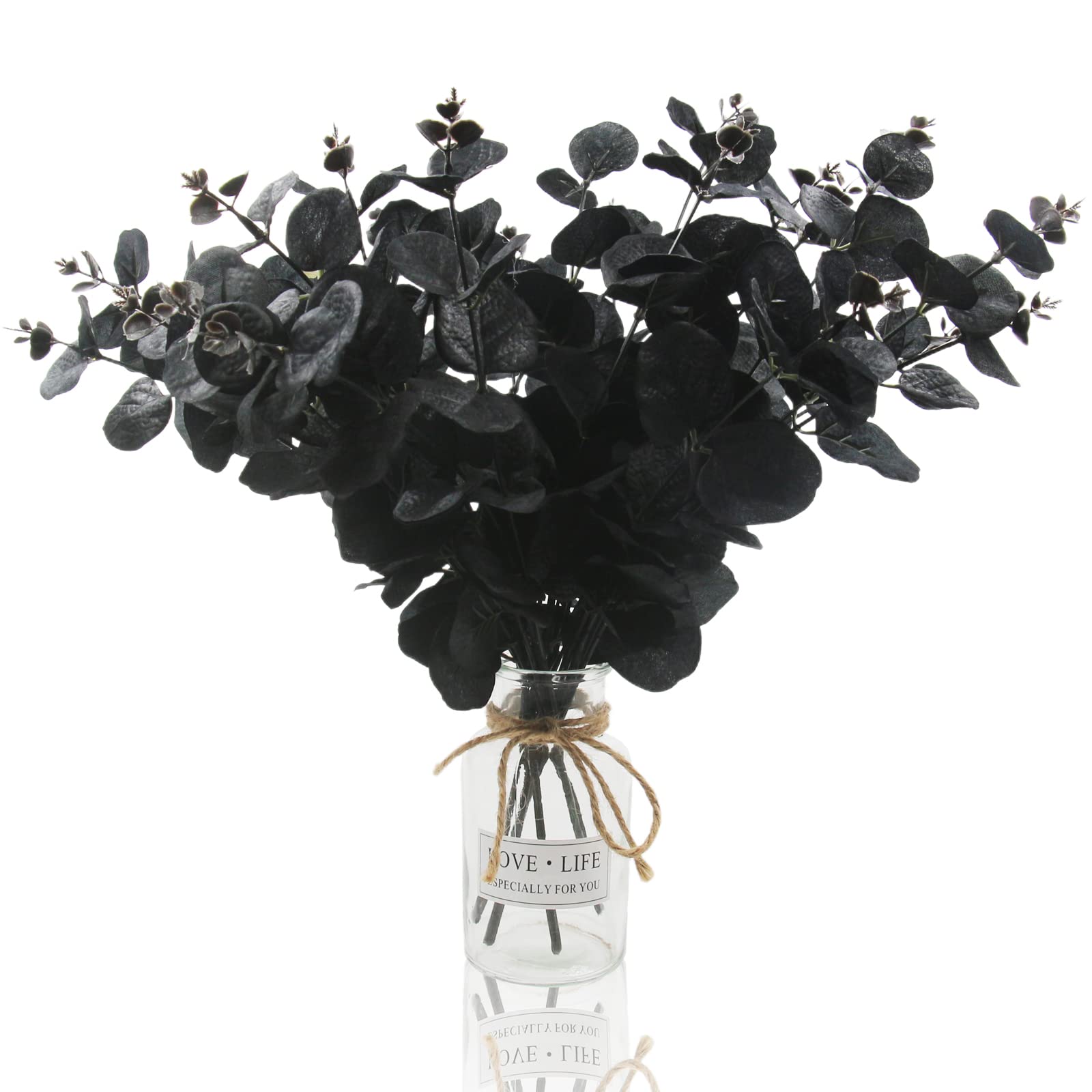 Artificial Black Eucalyptus Stems, Set of Six