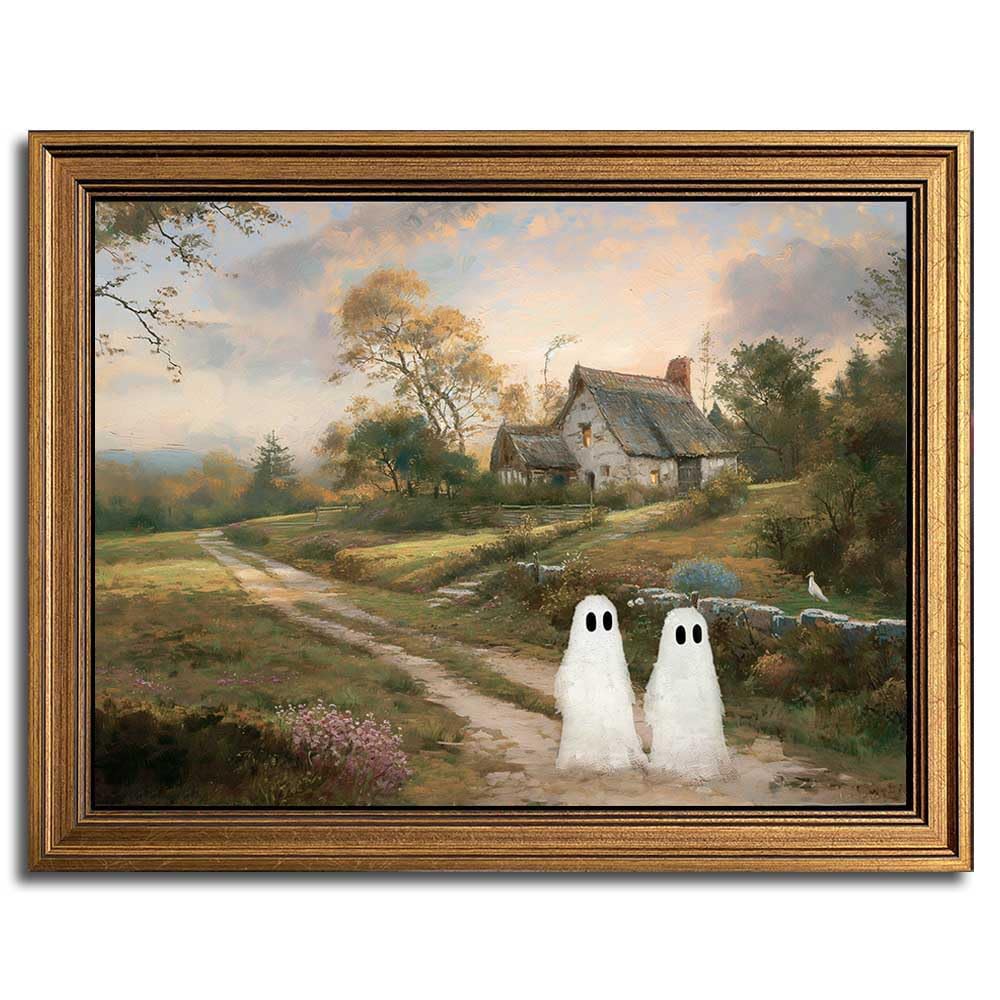 Gold-Framed Vintage Ghost Landscape