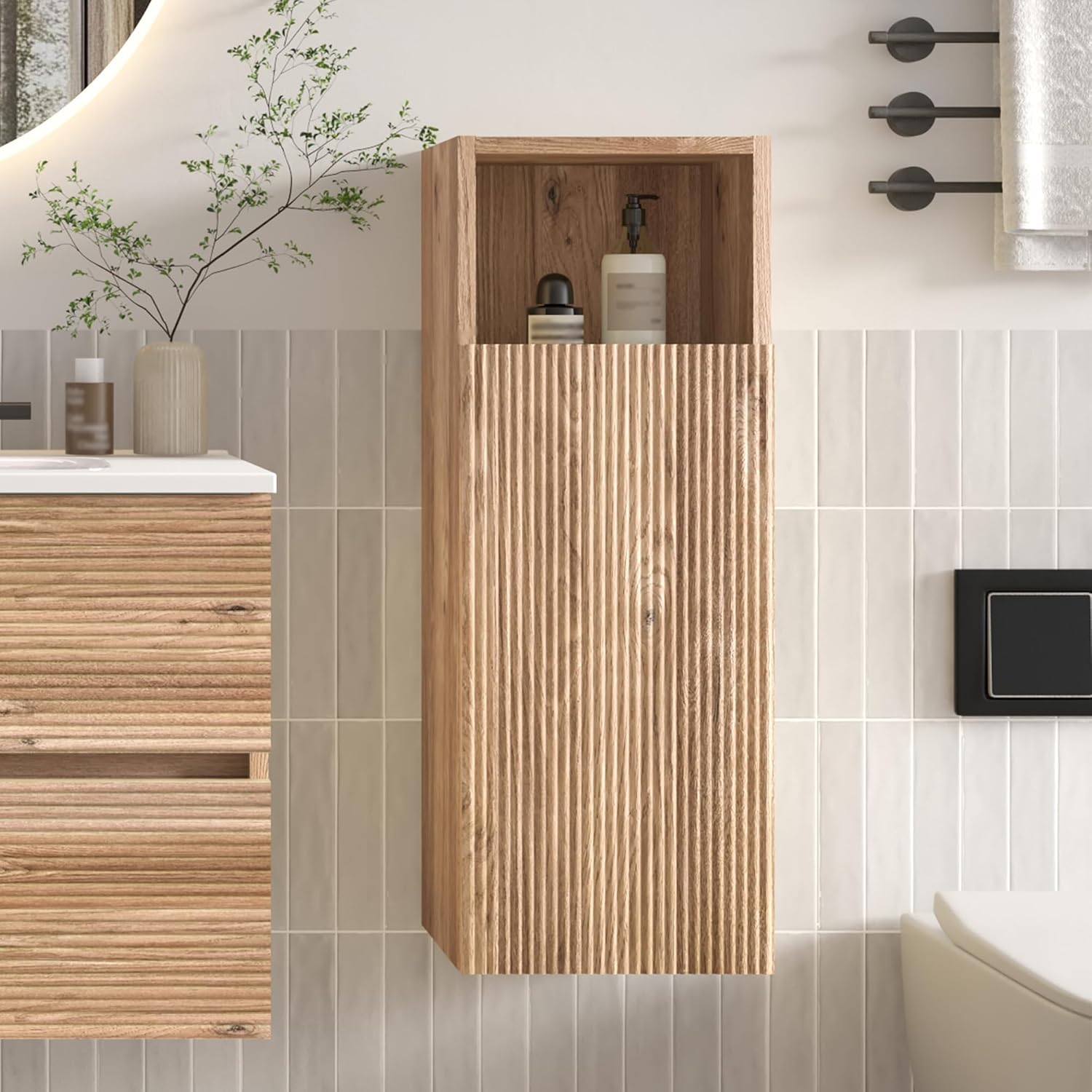 CITTANEO rough-oak floating cabinet