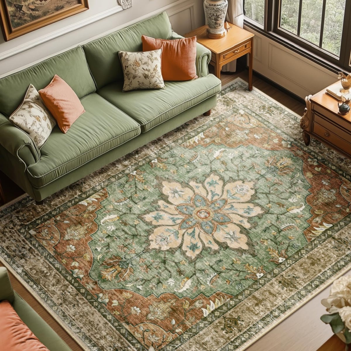 RELEANY washable medallion rug