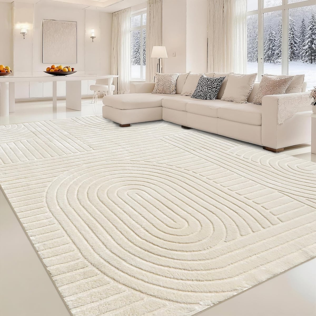 MATIIUI solid beige 8 × 10 rug