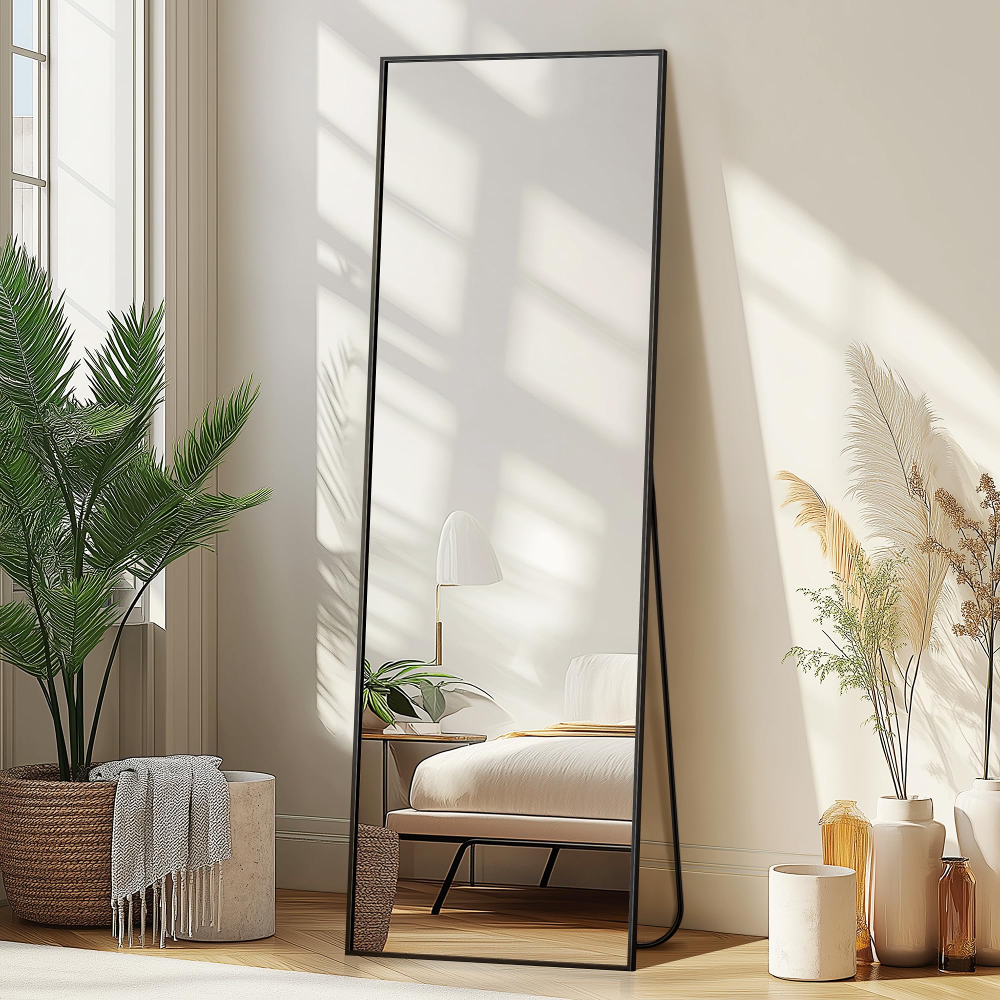 Delma slim black full-length mirror