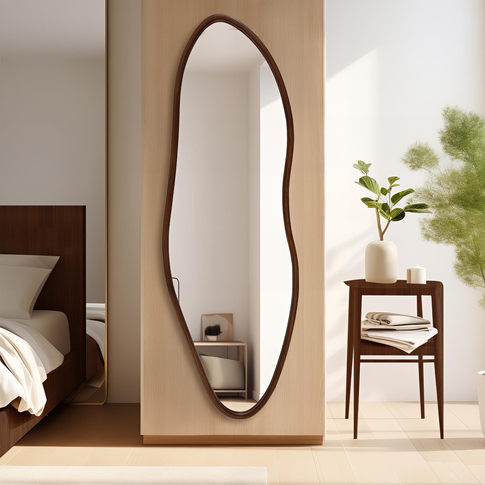 TheiaMo irregular walnut full-length mirror
