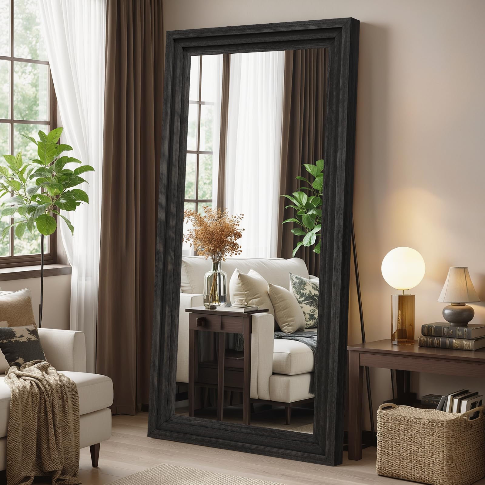Solid wood full-length mirror